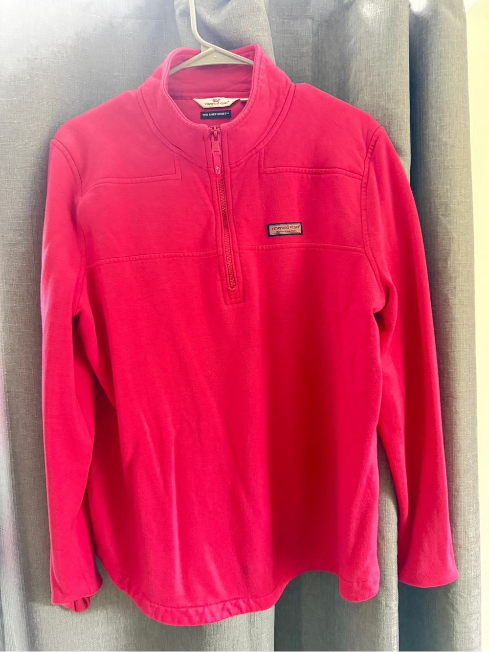 Vineyard Vines Men's Bright Pink Half-Zip Fleece Pullover
